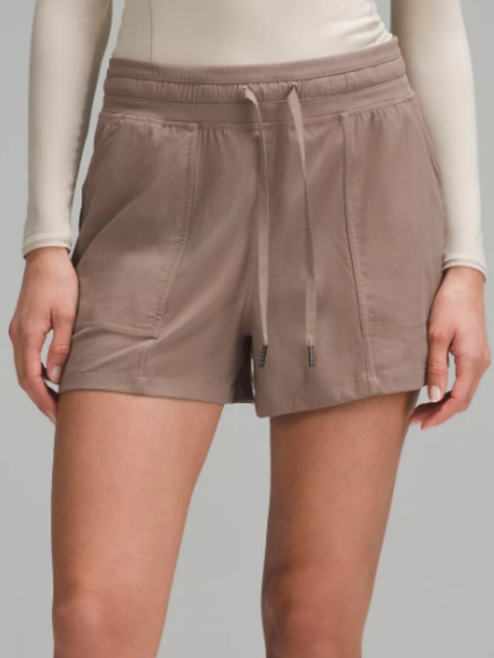 Lululemon Dance Studio High-Rise Shorts Taupetastic Drawstring Pockets 3.5" 6